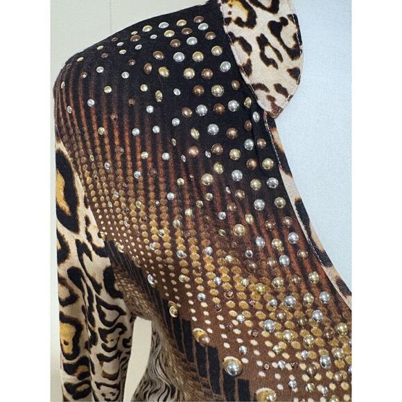 Top, Christina Women’s Top, size S, Animal Print with Metal Embellishments, long - Picture 2 of 4